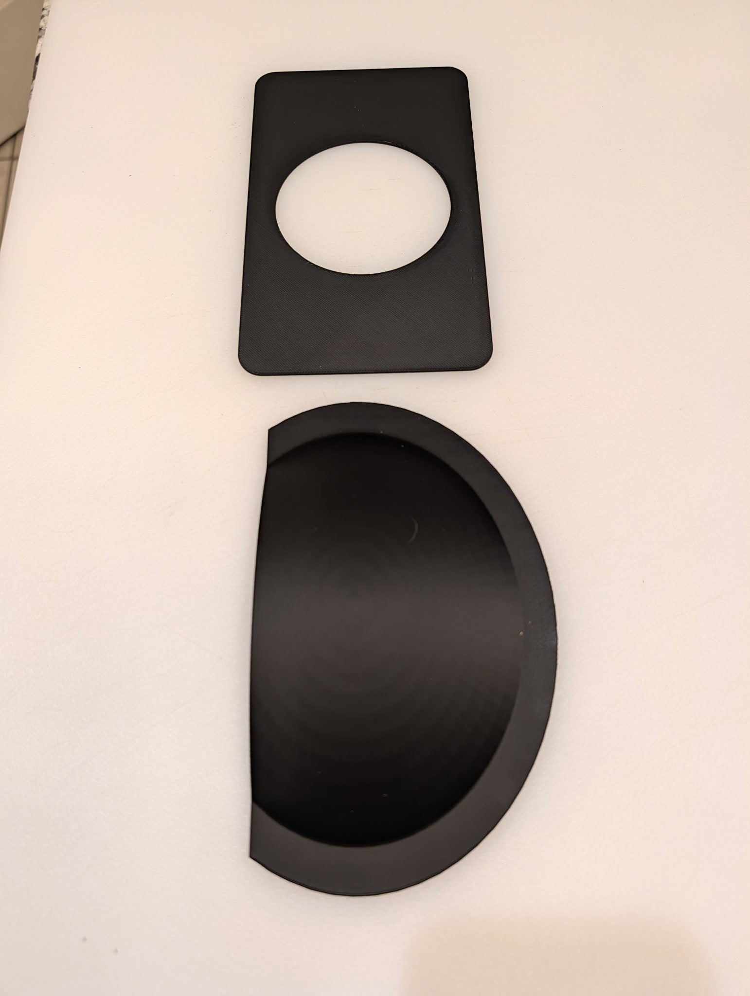 C2 Creative Crafts black stoma protector base plate and guard. 4x6.75in base with 2.75in hole.