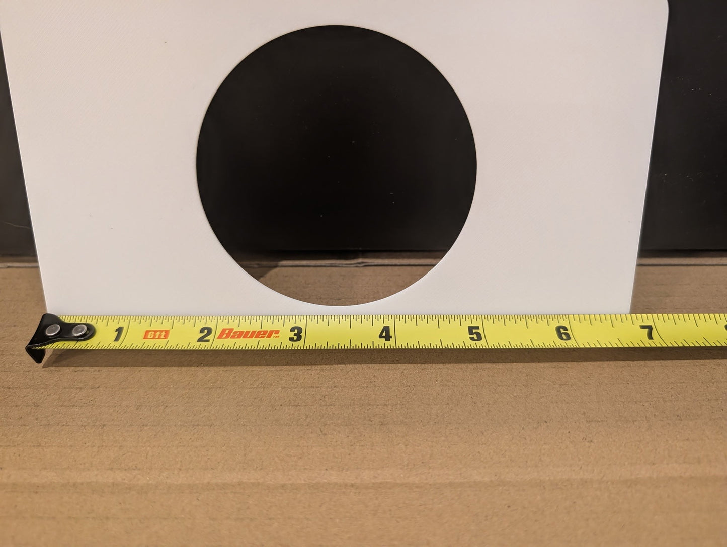C2 Creative Crafts white stoma protector base plate with 2 7/8in hole, 4in x 6 3/4in, 2mm thick