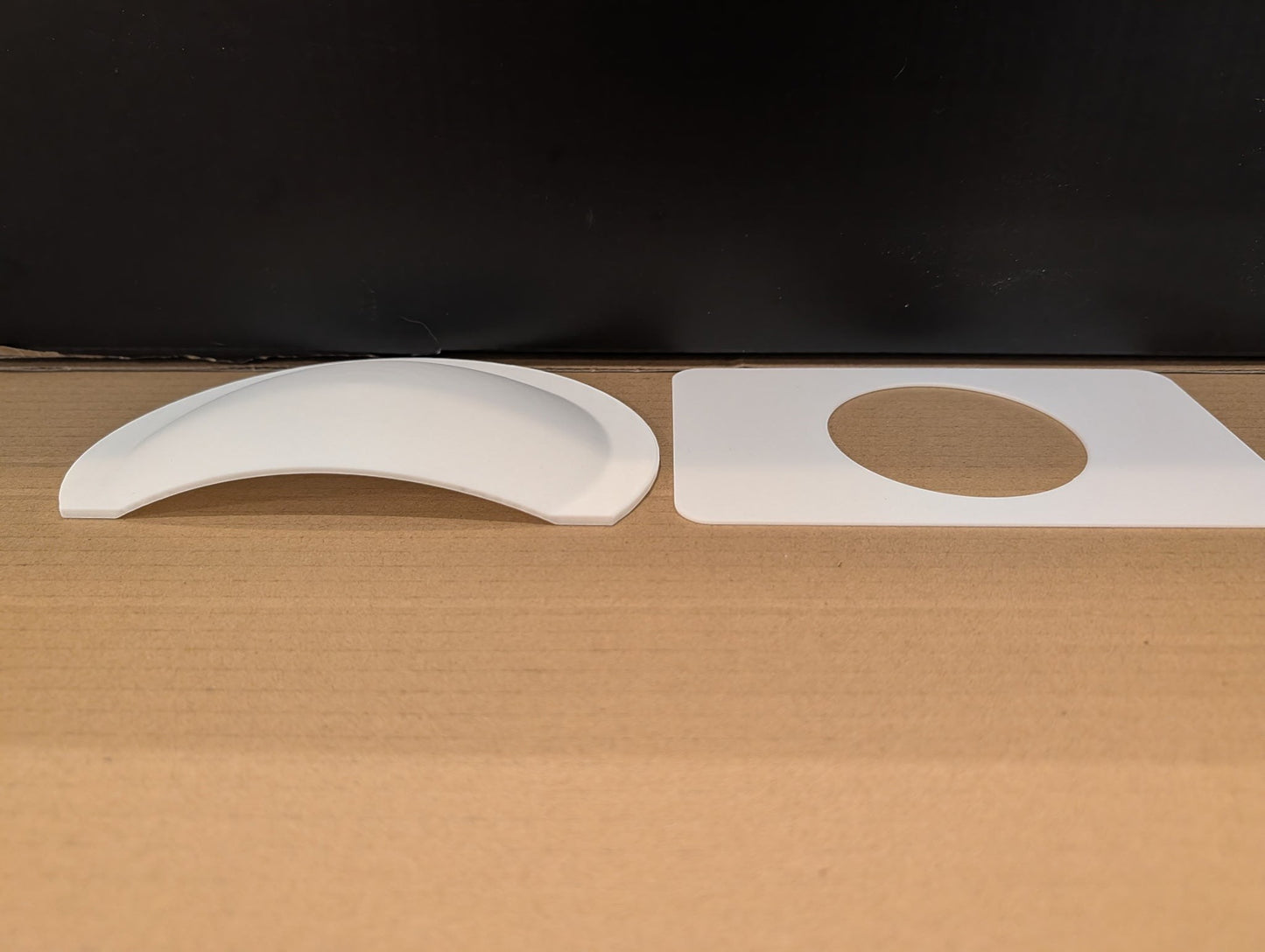 C2 Creative Crafts white stoma protector guard and base plate with central hole. 4x6.75in.