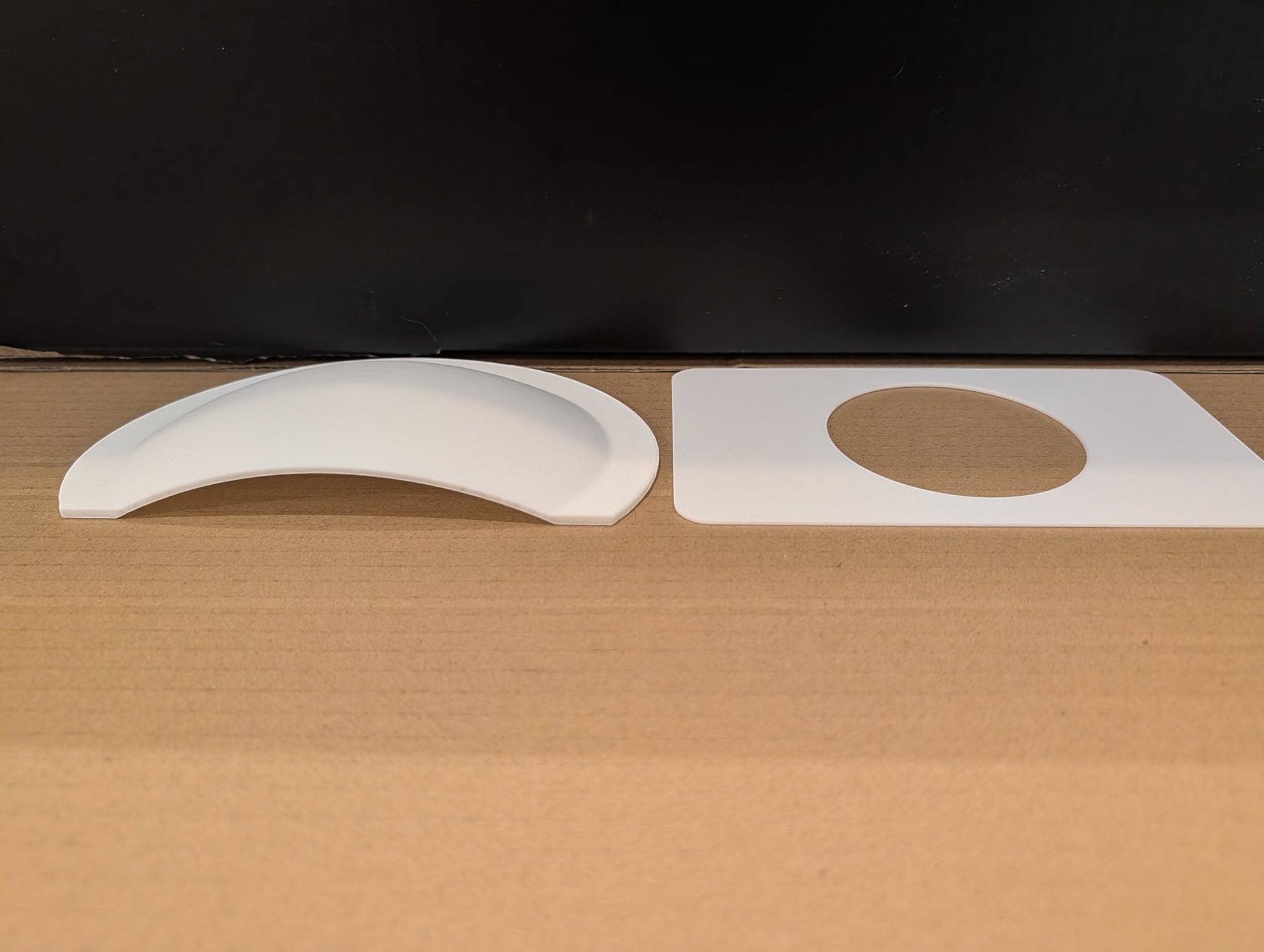 C2 Creative Crafts white stoma protector guard and base plate with central hole. 4x6.75in.